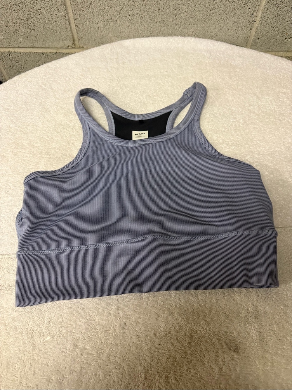 Prana Becksa Ribbed Racerback Crop Bralette - Dusty Lavender Blue